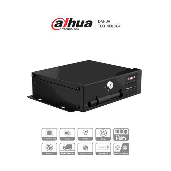 DAHUA DHI-MXVR1004-GFI - DVR Móvil de 4 Canales con Inteligencia Artificial 1080p/ 4G/ H.265