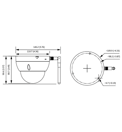DAHUA IPC-HDBW1235E-W-S2 - Camara IP Domo Wifi de 2 Megapixeles/ Lente de 2.8 mm