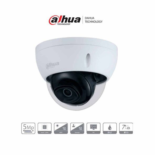 DAHUA IPC-HDBW2531EN-S-0280B-S2 - Cámara IP Domo Antivandálica Resolución de 5 MP
