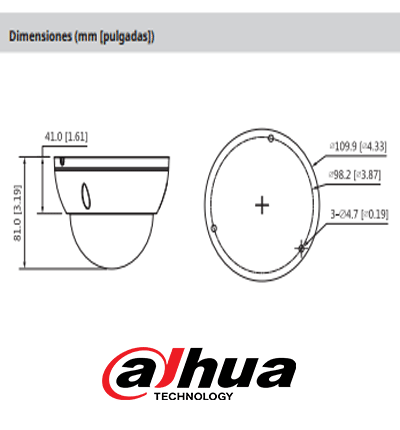 DAHUA IPC-HDBW3841EN-AS - Cámara IP Domo Antivandálica 4K Resolución de 8 MP
