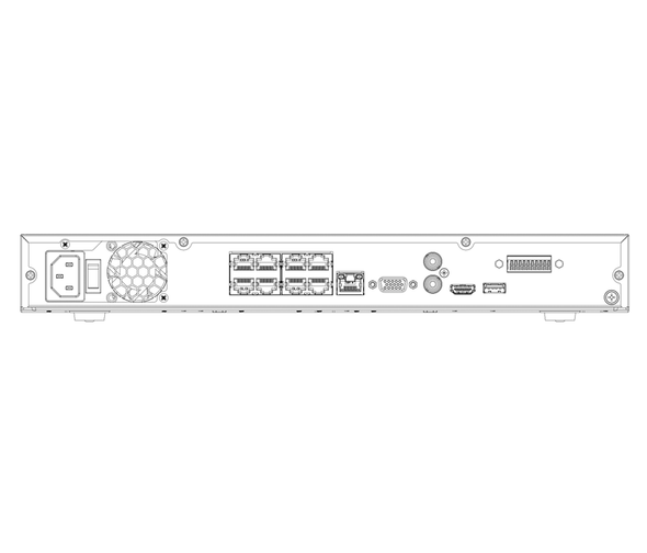 DAHUA NVR4208-8P-4KS2/L - NVR de 8 Megapíxeles/ 4k/ 8 Canales IP/ 8 Puertos PoE