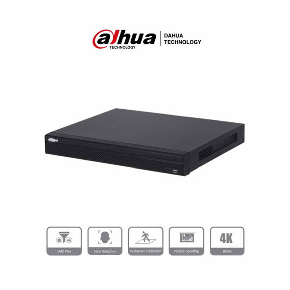 DAHUA NVR4232-16P-4KS2/L - NVR de 8 Megapíxeles/ 4k/ 32 Canales IP/ 16 Puertos PoE