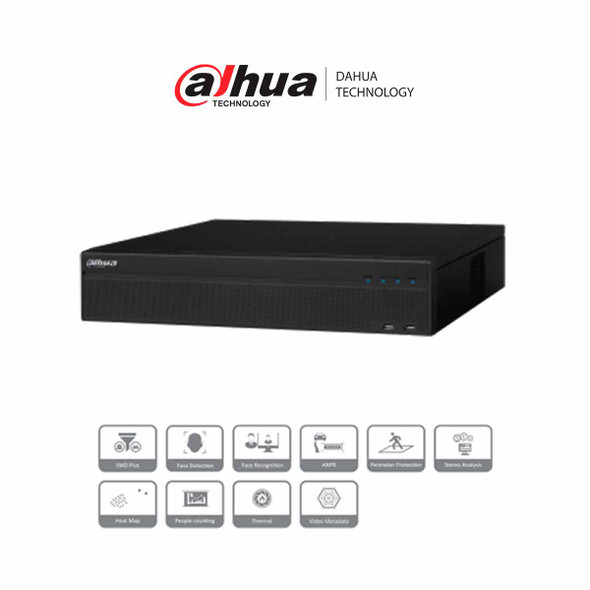 DAHUA NVR5832-16P-4KS2E - NVR 32 Canales IP 4K/ H265+/ Rendimiento 320 Mbps/ 16 Puertos Poe