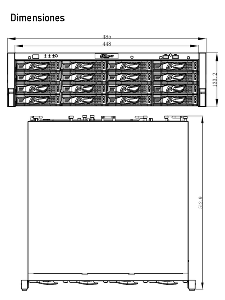DAHUA NVR616-128-4KS2 - Super NVR 128 canales de video IP 4K / H265 / 2 HDMI / 16 Interfaz SATA