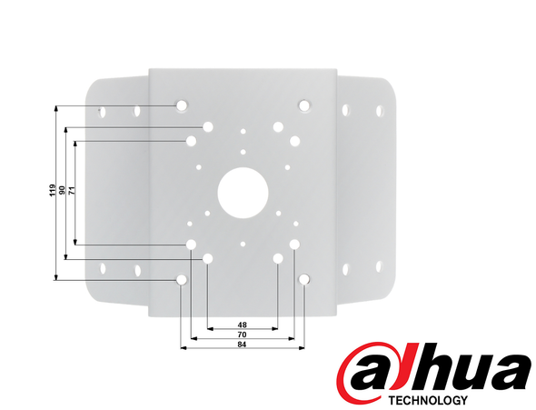 DAHUA PFA151 - Montaje para esquinas compatible con camaras PTZ DAHUA y bullet IPCHFW5421EZ,esta diseñado con un material SECC (Acero Electro Galvanizado) el cual ayuda en la instalación de cámaras PTZ