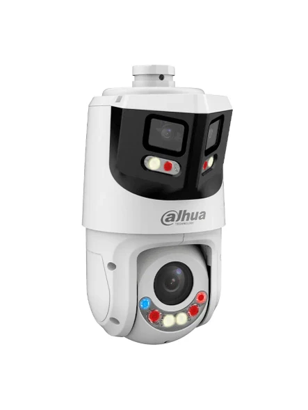 DAHUA SDT4E425-8P-GB-APV1-Cámara IP PTZ 8+4MP,8MP Vista Panorámica+4MP PT, TiOC WizSense, 25X Zoom, IR hasta100m, disuasión activa con Estrobo de Luz Roja y Azul, Altavoz Integrado, protección perimetral, Iluminador dual inteligent