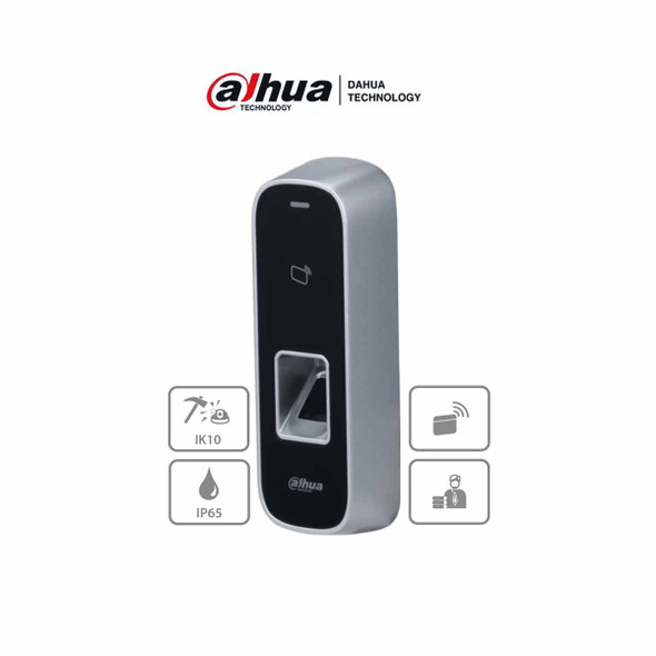 DAHUA ASI1202M-D- Control de Acceso Antivandálico para Exterior/ 3,000 Huellas/ 30,000 Tarjetas ID/ 150,000 Registros/ Metálico/ TCP/IP/ Protección IK10 e IP65/ E&S de Alarma