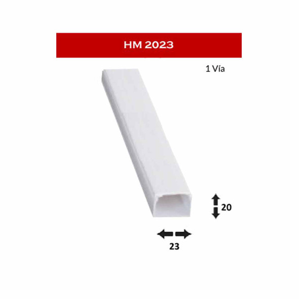 HM HM2023-2 CANALETA PVC 20X23MM 2M  Canaleta Blanco 1 Vía 