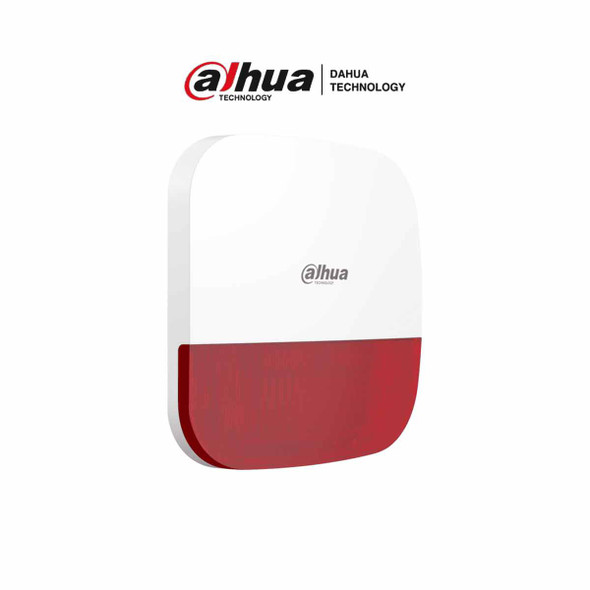 DAHUA DHI-ARA13-W2 - Sirena Inalámbrica para Exterior con Estrobo Rojo/ 110dB/ Múltiples sonidos de Alarma/ IP65/ Alarma de Batería Baja.