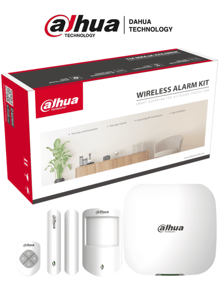 DAHUA DHI-ART-ARC3000H-03-FW2 - Kit Alarma Inalámbrico con Conexión 4G, Wifi, Ethernet/Monitoreo por APP/Incluye Panel Ethernet, WiFi, 3G, 4G (Dual SIM); 1 Sensor de Movimiento; 1 Contacto Magnético.
