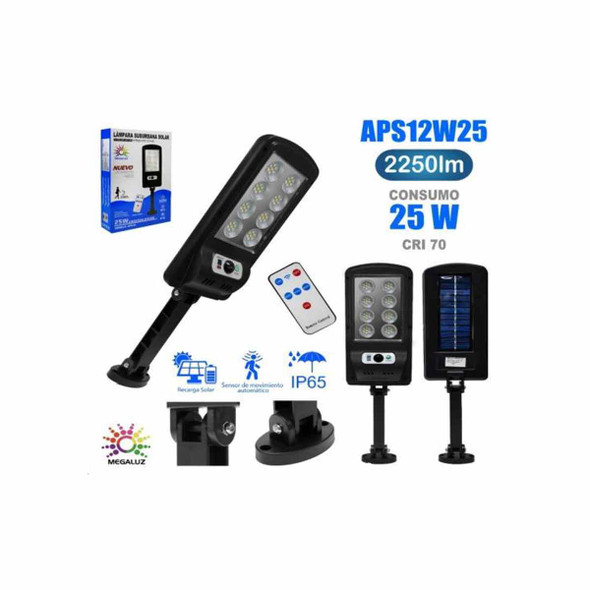MEGALUZ APS12W25 LAMPARA SOLAR 15W SUBURNA 