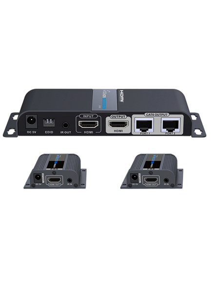 SAXXON LKV712PRO- Kit extensor HDMI de 2 Puertos/ 40 metros/ CAT6/ 6A/ 7/ Resolución 1080p/ loop HDMI/ Transmisor IR/ Plug and play 