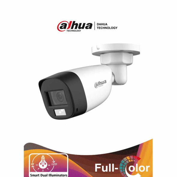 DAHUA HAC-HFW1200CLN-IL-A - Camara Bullet de 2 Megapixeles/Iluminación Dual Inteligente+FullColor/ Lente de 2.8mm/102 Grados de Apertura/ 20 Metros de IR y Luz Visible/ Micrófono Integrado/IP67/Soporta:CVI/CVB
