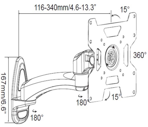 SAXXON SXVML20S - Soporte de Pared para Pantallas de 23 a 37 Pulgadas/ 25 Kg de Carga/ Ajuste Horizontal y Vertical/ Ergonómico