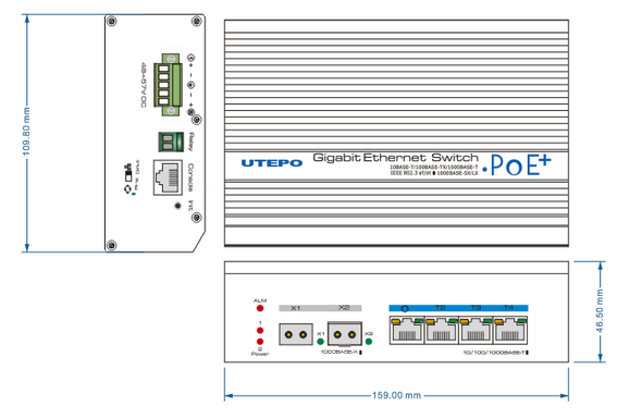 UTEPO UTP7304GEPOE - Switch industrial  Gigabit  PoE administrable / L2