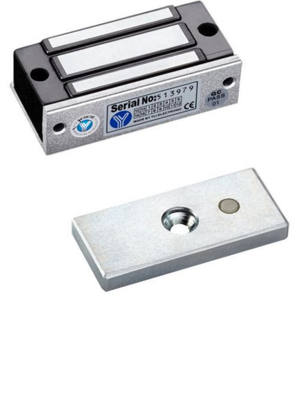 YLI YM60 - Cerradura Magnética para Control de Acceso / Fuerza de Sujeción 60 Kg o 120 Lb / 12 VDC / Para puertas de madera, vidrio y metálicas / Uso interior / Compatible con Soporte MBK70Z