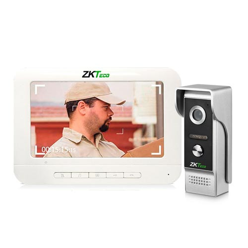 ZKTECO VDP03B3 Kit - Kit de Videoportero Analógico / Monitor de 7 Pulgadas / Frente de Calle con cámara de 1 MP / Angulo de Visión 87° / Conexión hasta 4 monitores