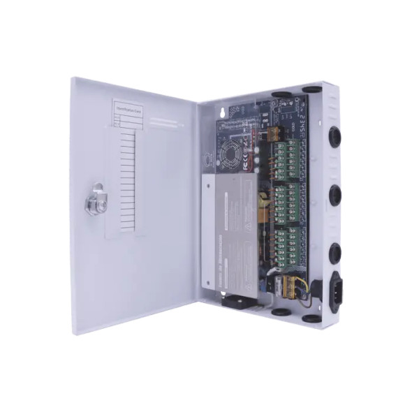 EPCOM XP18DC30UD Fuente PREMIUM / 11-15 V / 18 canales / 30 A / Alta tecnología en seguridad / Doble ventilador / Hasta 1.85 Amperes por Salida / Filtro de Ruido por canal /Voltaje de salida ajustable 11-15 VCC Entrada100-240 VCA Gabinete de metal.
