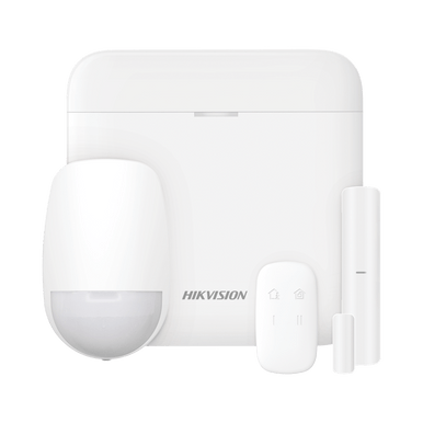 (AX PRO) KIT de Alarma AX PRO con GSM (3G/4G) / Incluye: 1 Hub con bateria de respaldo / 1 Sensor PIR / 1 Contacto Magnético / 1 Control Remoto / Wi-Fi / Compatible con Hik-Connect P2P