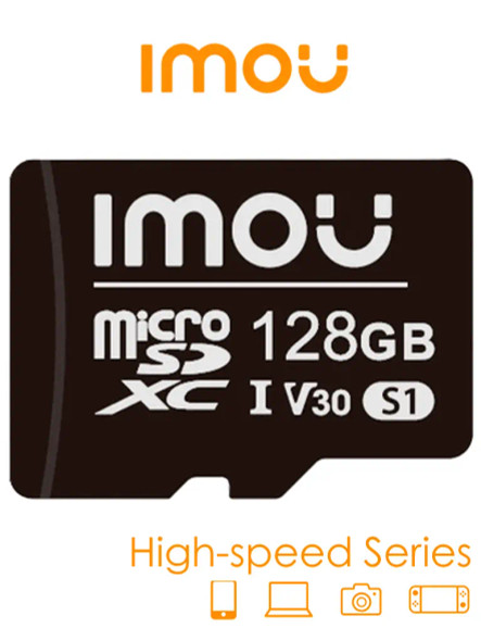 IMOU ST2-128-S1 - Memoria MicroSD de 128 Gb/ UHS-1, Clase 10, U3, V30/ 3D TLC NAND flash/ Velocidad de Lectura 95MB/s/ Ideal Para Cámaras de Seguridad.