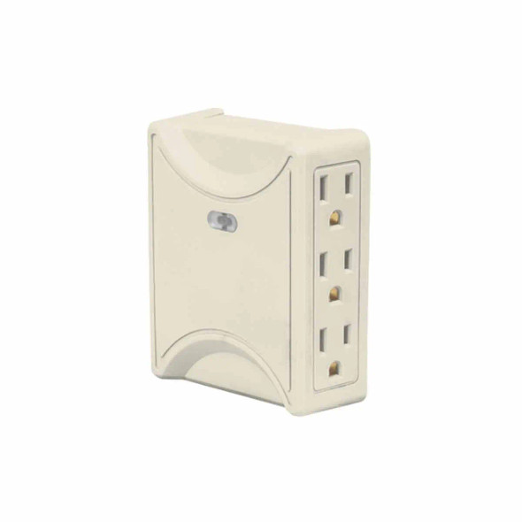 Volteck Multicontacto 6 entradas, aterrizado, lateral,Tensión / Corriente: 127 V / 15 A Fabricado en PVC LED indicador Guía y clavija para conectar a contactos dúplex