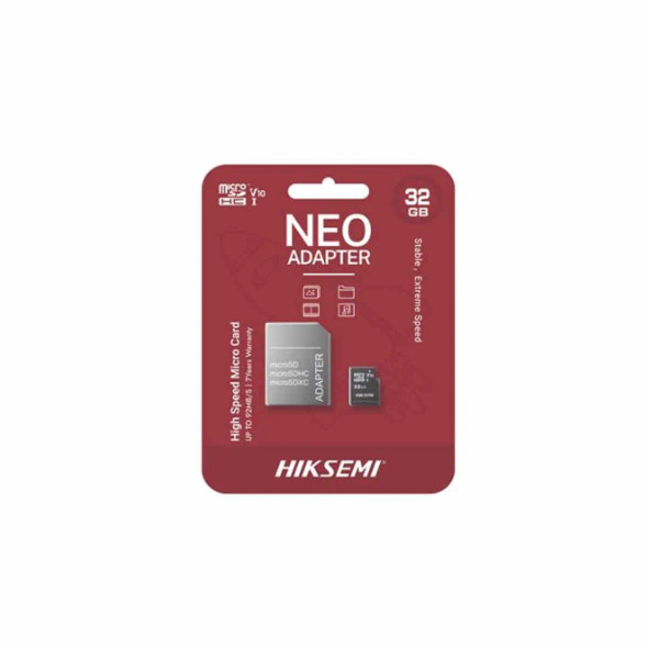 HIKVISION HS-TF-C1/32G/NEO/A Memoria microSD con Adaptador Ideal para Celular o Tablet / 32 GB / Multipropósito / Clase 10 / 92 MB/s Lectura / 50 MB/s Escritura, Lectura rápida de hasta 92 MB/s.