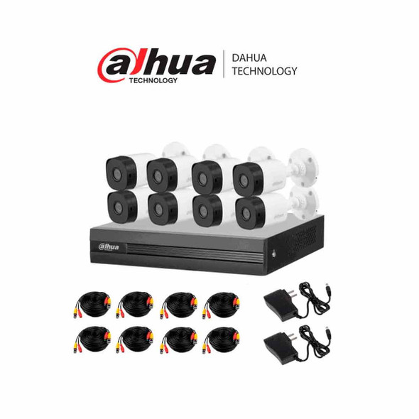 DAHUA KITXVR1B08- I+8-B1A21- Kit de 8 Canales 2 Megapixeles DVR Cooper-I WizSense Con IA H.265+ 8 Camaras B1A21 1080p 8 Canales + 2 IP o Hasta 10 Canales IP 4 Canales SMD Plus Busqueda de Humanos y Vehiculos Accesorios 