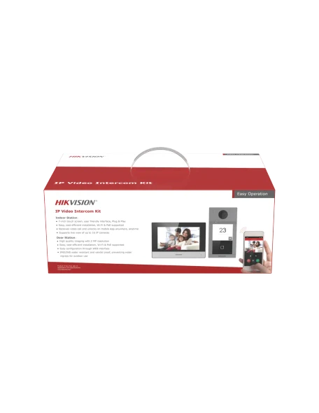 HIKVISION DS-KIS604-P(C) KIT IP VIDEOPORTERO PoE Estándar con llamada a App de Smartphone (Hik-Connect) / Apertura con Tarjeta MIFARE / Frente de calle IK08 & IP65 / Soporta 2 puertas.