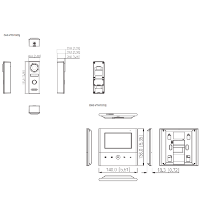 DAHUA DHI-KTA04 - Kit de videoportero analógico con monitor de 4.3" y botones táctiles. Incluye frente de calle con cámara de 1.3 MP, múltiples tonos de timbre personalizables, y función de apertura de puerta para mayor seguridad y comodidad