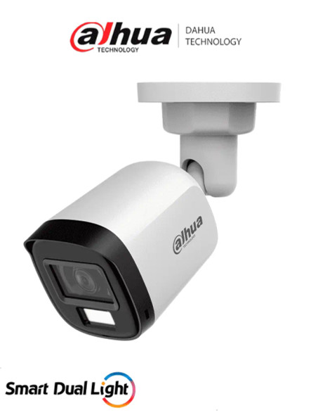 DAHUA DH-HAC-B1A51N-U-IL-A -Cámara Bala de 5 MP Serie Cooper/ Lente 2.8 mm Apertura Hasta 106°/ Iluminación Dual Inteligente/ Iluminación Hasta 30Mts con IR +20Mts Luz Calida/ Micrófono Incorporado/ Plástico/ Para Exterior IP67
