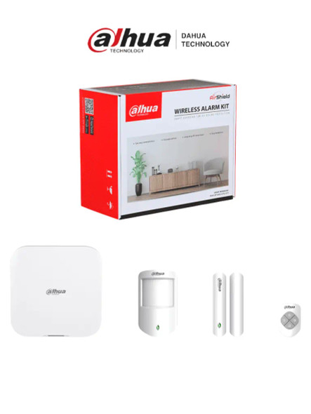 DAHUA ART-ARC3800H-03-W2 -Kit de Alarma Inalámbrico Hub2, WiFi y Ethernet, incluye panel de alarma Hub2, Soporta audio 2 vías, incluye sensor de movimiento, contacto magnético y control remoto, hasta 8 cámaras IP, audio 2 vías,64 PIR Cams