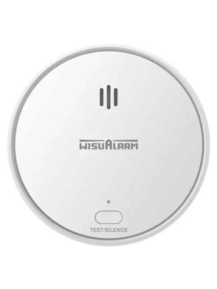 DAHUA WISUALARM HY-SA2FA - Detector Inteligente de Humo WiFi 2.4 Ghz, Sensor Fotoeléctrico, Sonido de Alarma de 85dB, Alarma Visual y Audible, Envía Notificaciones en Tiempo Real a APP, Certificaciones TÜV and CE