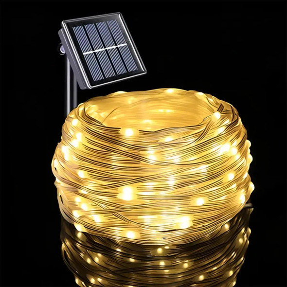 DAHAN 3B3681 TS30-14 Serie de Luces LED/ Cable Plano SOLAR/ Tipo gota/ 32 Metros/ 300 Leds / Luz Color Cálido