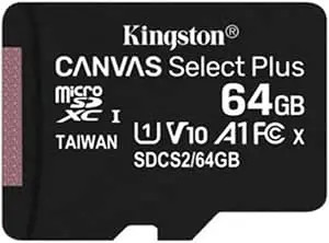 KINGSTON SDCS2/64GB MEMORIA FLASH MICRO SD KINGSTON SDXC CANVAS SELECT PLUS 64GB 100R UHS-I U1 V10 C / ADAPTADOR SDCS2 / 64GB