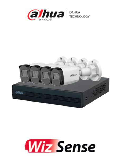 DAHUA KIT/XVR1B08-I/4-B1A21N-U - Kit de Videovigilancia con DVR Cooper-I WizSense, IA, 8 canales +2 IP o Hasta 10 Canales IP y 4 cámaras B1A21-U de 2MP. Graba en H.265+ y permite búsqueda de humanos y vehículos con SMD Plus