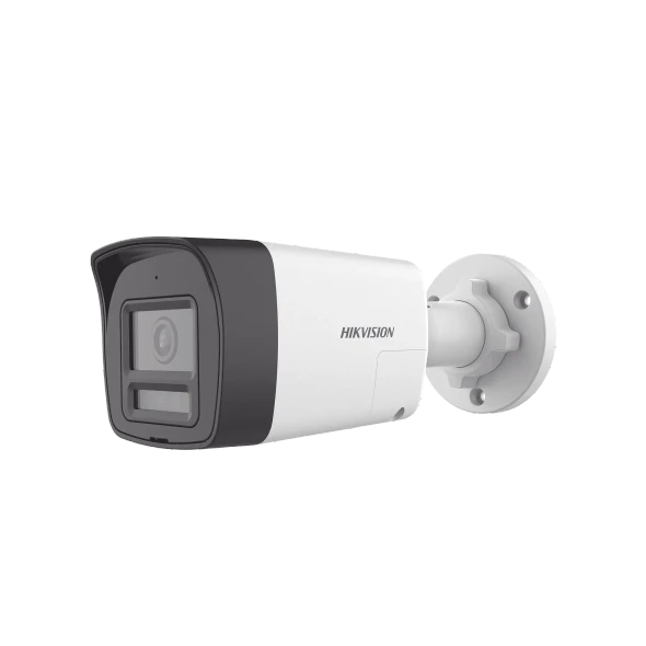 HIKVISION DS-2CE16K0T-LTS [Audio Bidireccional + Dual Light + ColorVu] Bala TURBOHD 3K (5 Megapixel) / Lente 2.8 mm Angulo de vision 112° / 30 mts IR EXIR + 20 mts Luz Blanca / Micrófono y Bocina Integrado / Exterior IP67 / Metal / dWDR