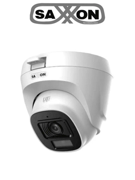 SAXXON SUA-HAC-T20P-0280B- Cámara Domo de 2 Megapíxeles/ Lente de 2.8 mm con Visión de Apertura de Hasta 100°/ Policarbonato/ IR de Hasta 20m / Fácil Instalación/ Ideal para Interiores