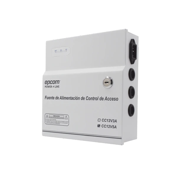 EPCOM POWER AC-PS-T12-05 Fuente de Alimentación / 1 Salida 11-15 Vcc / 5 A / Temporizador Integrado / Con Capacidad de Batería de Respaldo / Requiere Batería / Aplicaciones en sistemas de control de Acceso