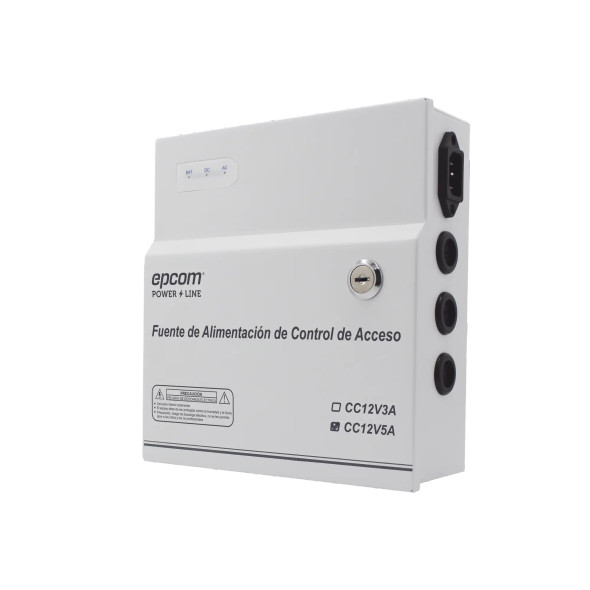 EPCOM POWER AC-PS-T12-05 Fuente de Alimentación / 1 Salida 11-15 Vcc / 5 A / Temporizador Integrado / Con Capacidad de Batería de Respaldo / Requiere Batería / Aplicaciones en sistemas de control de Acceso