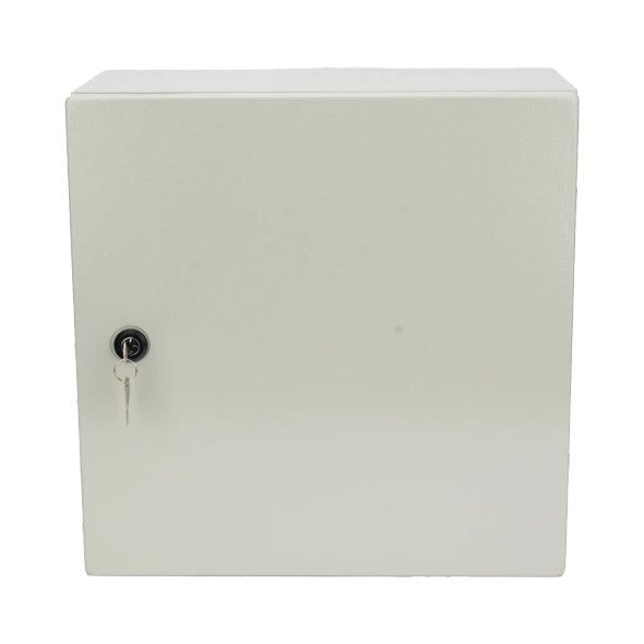 PRECISION PST404020AR Gabinete de Acero IP66 Uso en Intemperie (400 x 400 x 200 mm) con Placa Trasera Interior de Metal y Compuerta Inferior Atornillable (Incluye Chapa y Llave PST407)