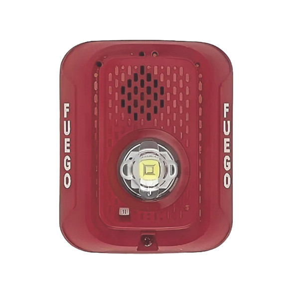 SYSTEM SENSOR P2RLEDSP Sirena con Lampara LED Estroboscópica/ 2 hilos/ Montaje en Pared / Color Rojo/ Configuración Estroboscópica Seleccionable