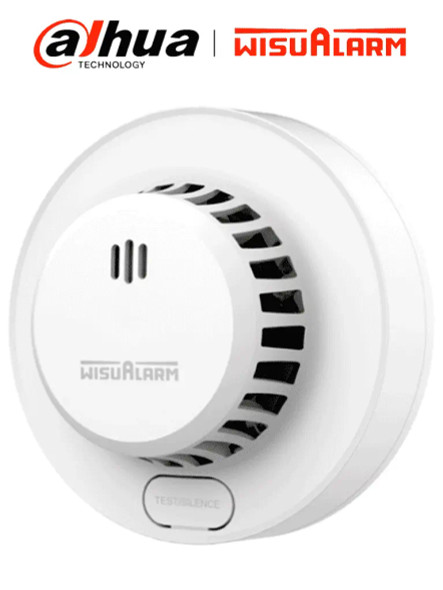 DAHUA WISUALARM DHI-HY-SA13A - Detector de humo Standalone (Autónomo), Sonido de alarma de 85dB, Cuenta con un botón de prueba y silencio, Batería reemplazable, Cobertura de 20-40 m², Alarma visual y sonora