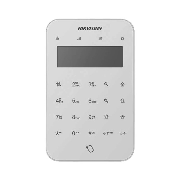 HIKVISION DS-PK1-LT-WB (AX PRO) Teclado Inalámbrico con Pantalla LCD para Armado y Desarmado / Funciones de Automatización para control de Relevadores