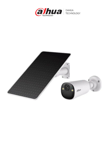 DAHUA DH-KIT/BF4CP-4G-XL/M0508- Kit cámara bullet 4G con panel solar con batería incluida/ 4 Megapíxeles/AOV (Always-On Video)/ 122.5°/ Alarma de Luz y Sonido/ Audio Bidireccional/ Detección de humanos y vehículos/Ranura para Micro SD/ IP66