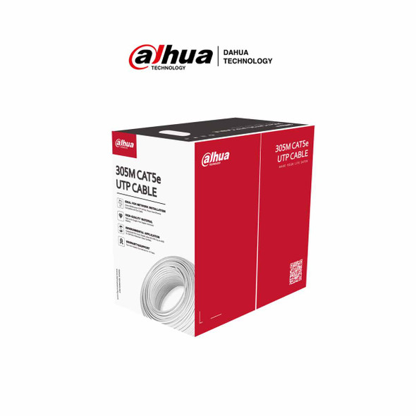 DAHUA PFM920I-5EUN-C-V2 (white) - Bobina de cable UTP blanco, 100% cobre, categoría 5e, 305 metros. Ideal para video y redes, cumple con CPR Eca y es compatible con alimentación PoE