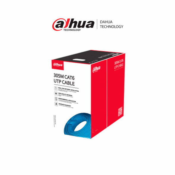 DAHUA PFM920I-6UN-C - Bobina de Cable UTP Cat 6 100% Cobre/ Color Azul/ Uso Interior/ 305 Metros/ Ideal para Redes y Video/ Certificado CPR Eca/ Estandares: Q/DXJ 067-2019,EN50575-2014/ Cumple con: IEC 60332-1-2