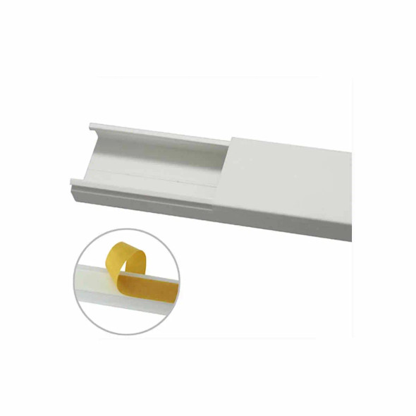 Canaleta en color blanco sin división, 35 x 17 mm tramo 6 pies, con cinta adhesiva (5301-21262) 