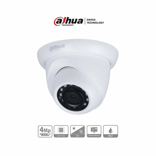 DAHUA IPC-HDW1431S - Camara IP Domo de 4 Megapixeles/ Lente de 2.8 mm/ 93 Grados de Apertura/ H.265+/ WDR Real de 120 dB/ IR de 30 Metros/ IP67/ PoE/