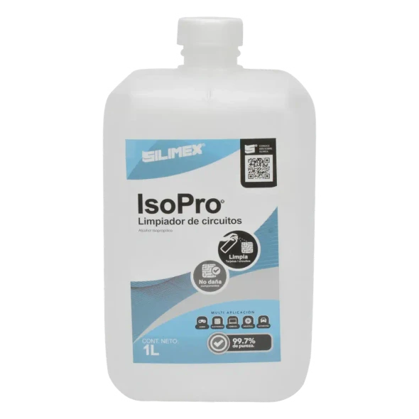 SILIMEX ALCOHOL Isopropilico para limpieza de equipos de vídeo, fibra óptica, cómputo, y equipo telefónico 1000 mL