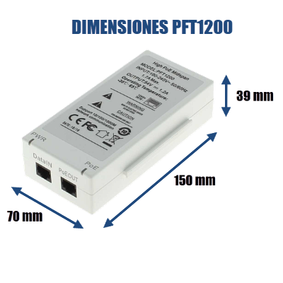 DAHUA PFT1200 - Inyector Hi-Poe Midspan Gigabit/ Soporta PoE/PoE+/ Soporta Hi-PoE 60 Watts para PTZ/ Indicadores Led de Status/ Funciona con Extensor: PFT1300 para conexión en Cascada